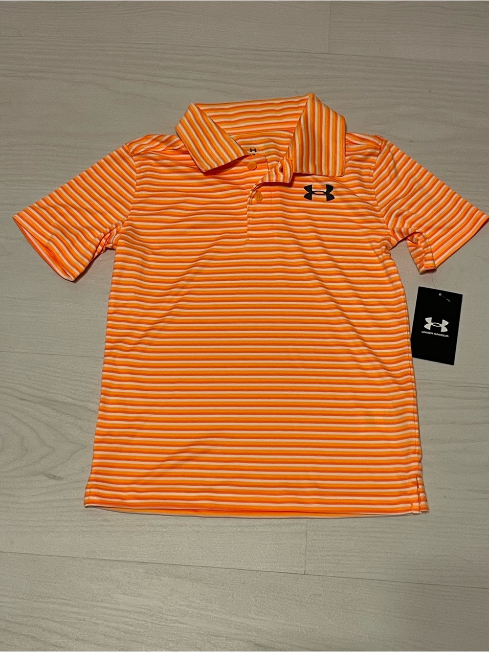 Under Armour Orange & White Striped Polo Shirt